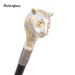 Yellow Resin Leopard Head Walking Cane Fashion Cane Decorative Cane Halloween For Cosplay Parties, For Cosplay & Party 92cm_desvips.com