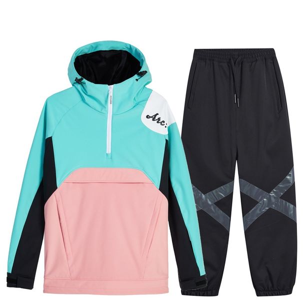 001 Ski Suit Hoodie Set For Men And Women Winter Outdoor Windproof Waterproof Warm Thickened Snowboard Snowboarding_desvips.com