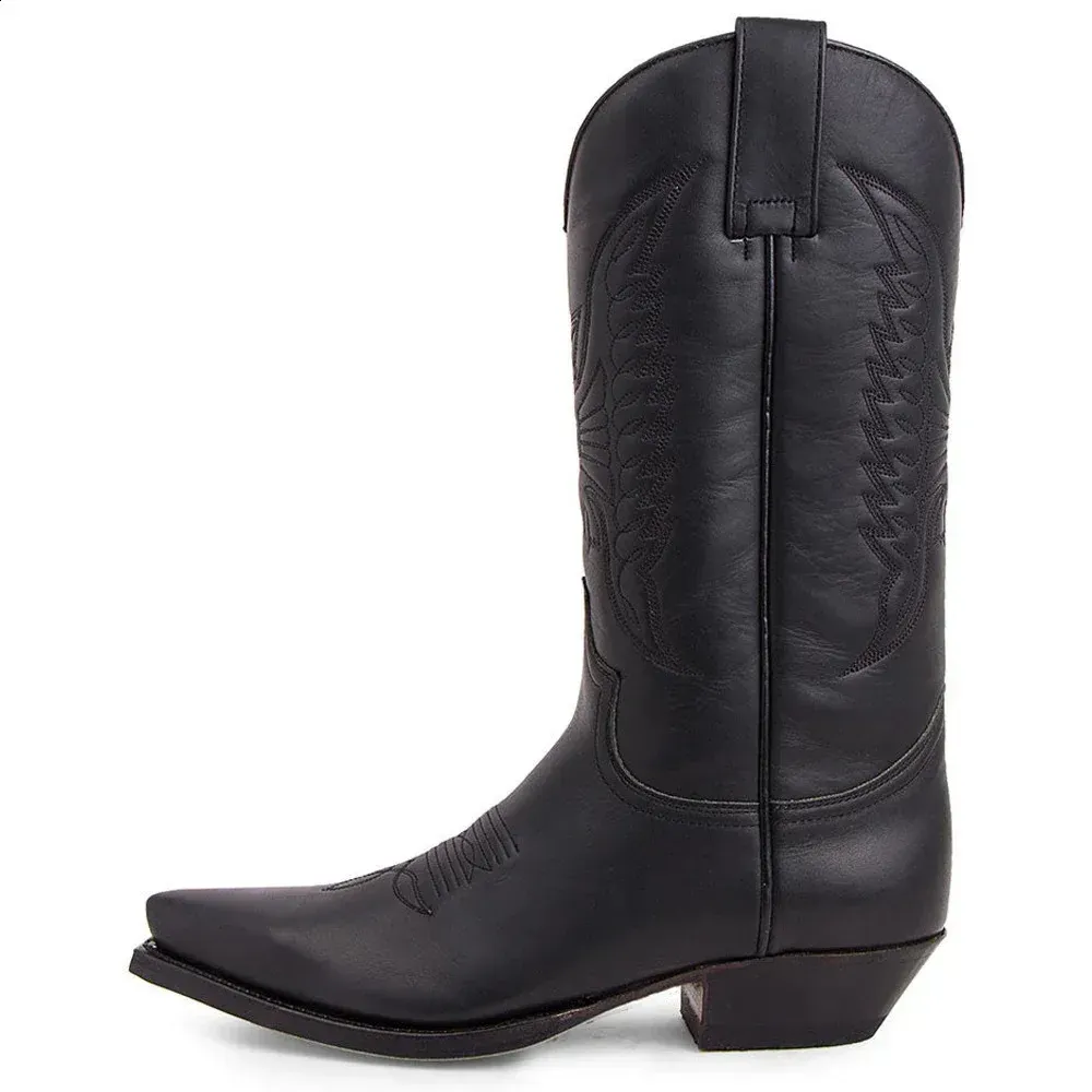 Mens Western Cowboy Winter Leather Embroidered High Boots Couple Shoes Lightweight And Comfortable Plus Size 35-48_desvips.com