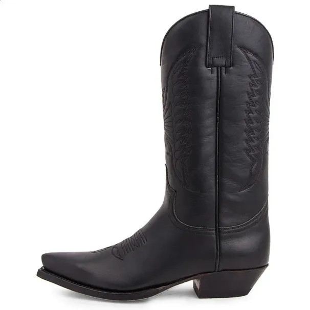 Mens Western Cowboy Winter Leather Embroidered High Boots Couple Shoes Lightweight And Comfortable Plus Size 35-48_desvips.com