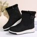 Large Size Medium Tube Snow Boots Women's 2025 Autumn And Winter New Velvet Thickened Side Zipper Flat-soled Cotton Shoes Cotton Boots Women_desvips.com