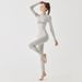 New Seamless Yoga Sports Long Sleeve T-Shirt Top For Women, Slimming Fitness Wear, Skiing Inner Layer Set_desvips.com