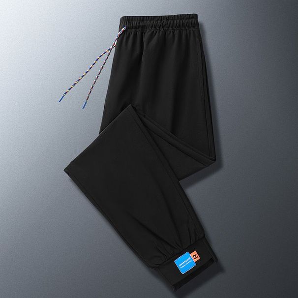 Zhuangji Summer Thin Ice Silk Men Loose Versatile Casual Long Plus Size Men's Nine-Point Sports Jogger Pants_desvips.com