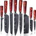 German Steel Damascus Pattern Chef's With Red Resin Handle, Cooking Knife, Small Kitchen Knife For Cutting Fish And_desvips.com