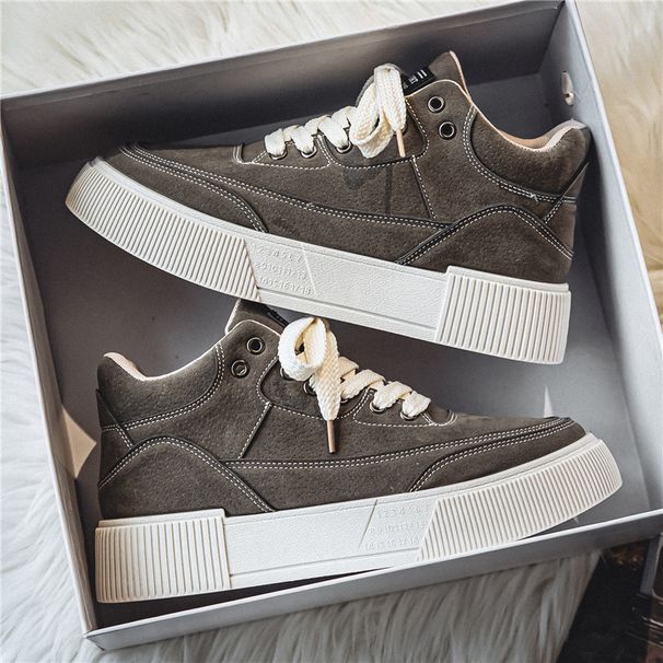Canvas Men's For High School Students In Autumn, Korean Version, Easy To Wear, Medium Top Sports And Leisure Skateboard_desvips.com