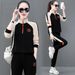001 Women's Sports Suit Spring And Autumn New Fashion Loose Plus Size Stand Collar Casual Color Block Running Outfit Petite_desvips.com