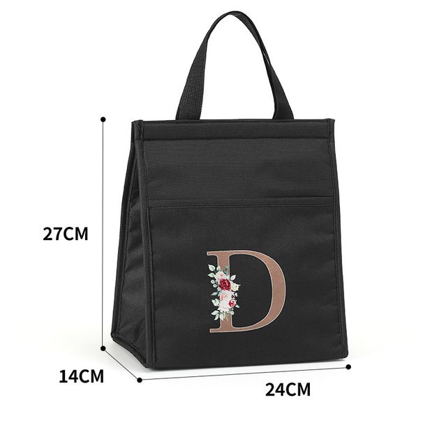 Thermal Bag Portable Lunch Bags Insulated Cooler Bag Food Bento Bags Printing Gold Letter Series Travel Picnic Storage Ice Bags_desvips.com