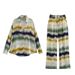 Women's tie-dye blouse + tie-dye pants straight pant suit_desvips.com