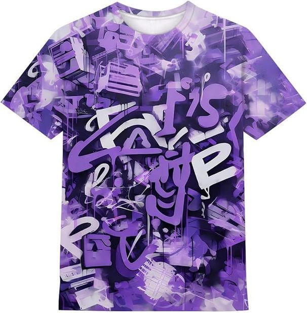 2026 New 3D T- For Men, European And American Cross-Border Exclusive, Casual Graffiti Hip-Hop Printed Short-Sleeve_desvips.com