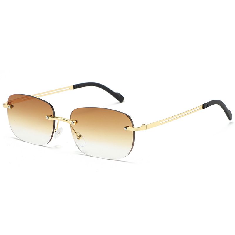 New Outdoor Sports Frameless Oval Cut-edge Glasses, European And American Fashionable Style Ocean Lens Hot Slim Face Sunglasses For Men And Women_desvips.com
