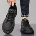 Casual Leather Thick Soles All-In-One Work Board Low Sports Men's Shoes_desvips.com