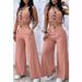 Women's clothing solid color short vest vest drape high waist wide leg pants suit_desvips.com