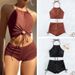 One-Piece Suits New Solid Color Sling Bikini Halter Neck Bikini Split Swimsuit_desvips.com