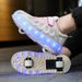 Rechargeable luminous shoes LED lights for children adult roller skate LACES wheels_desvips.com