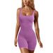 LazyZoom Ribbed Fitness Wear Seamless Running Sports Quick-Dry Yoga Suit One-Piece Shorts_desvips.com