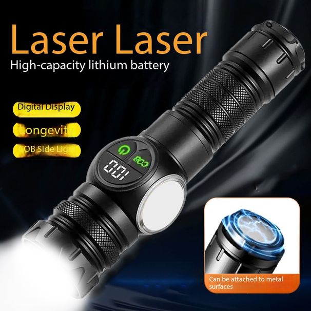 Outdoor Rechargeable Smart Digital Display Flashlight Portable Laser Emergency Ultra-long Magnetic Battery Life COB Side_desvips.com