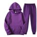 Solid Color Ribbed Hem Unisex Casual Plain Sweatshirt Sweatpants Set_desvips.com