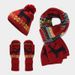 Cozy Christmas Knit Set - Reindeer Pattern Scarf, Hat & Gloves For Winter Warmth (Available In Fingerless & Full-Finger Styles, Multiple Colors)_desvips.com