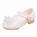 Girls Princess shoes White leather shoes spring and autumn new children's high heels with little girls host dress single shoes_desvips.com