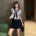 Original Standard Nanyou High-End Women's Clothing 2025 Summer Navy Collar Tie Patch Striped Knit T-Shirt Top_desvips.com