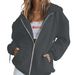Oversize Zipper Solid Color Trendy Loose Plus Size Women's Cardigan Sweatshirt_desvips.com