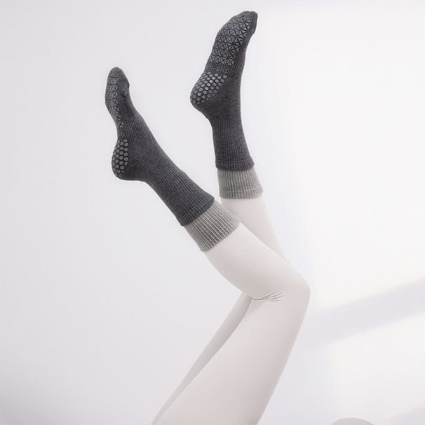 Autumn/Winter Non-Slip Yoga Socks For Women Pilates Fitness Sports Mid-Length Terry Cloth Thick Professional Gym Training_desvips.com