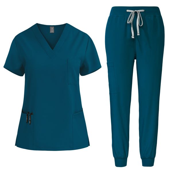 Women's short-sleeved doctor's gown, surgical gown, women's beauty work clothes, men's operating room scrub gown, elastic quick-drying gown_desvips.com