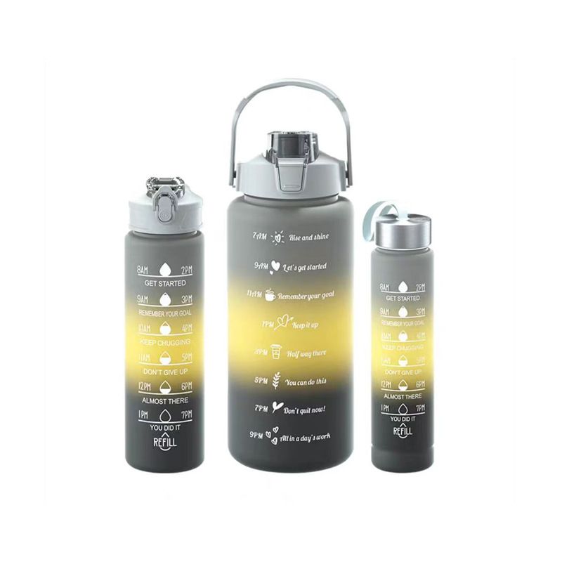 Stylish frosted gradient large capacity plastic cup three-piece water cup portable sports kettle_desvips.com