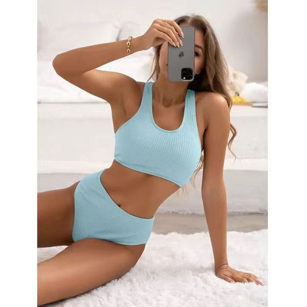 2025 New Sports Swimsuit Bikini Comfortable Ins Style High Waist Fashion Sexy Hot Girl Niche Art Waist-Exposing_desvips.com