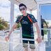 Men's Two-piece Swimsuit, Large Size, Short-sleeved, Sun-protective, With Boxer Shorts, Full-body Men's Swimwear Set For_desvips.com