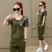 Douyin Summer Sports Set For Plus-Size Women, Casual Running Short-Sleeve Three-Quarter Pants Two-Piece Set,_desvips.com