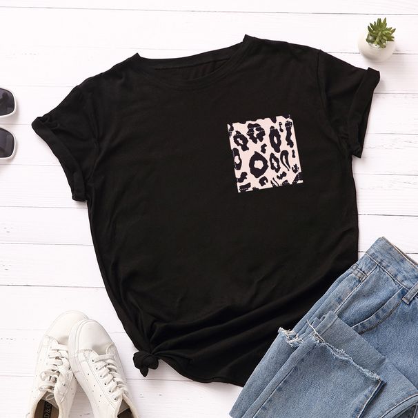 In Stock European American Women's Clothing, Loose-fitting Round-neck Short-sleeve Pure Cotton T-shirt With Creative_desvips.com