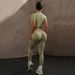 New Seamless Fitness Suit Short Sleeve Sports T-shirt High Waist Hip Lift Long Pants Yoga Set_desvips.com