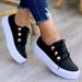 Women's Casual Leather Lace Up Ladies Sneakers Thick Soled Metal Decoration Breathable Female Flat Shoes XF0116_desvips.com