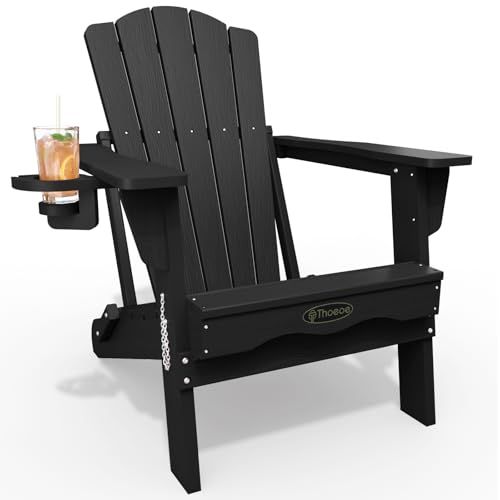 THOEOE Folding Adirondack Chair, HDPE All-Weather Outdoor Chair_desvips.com
