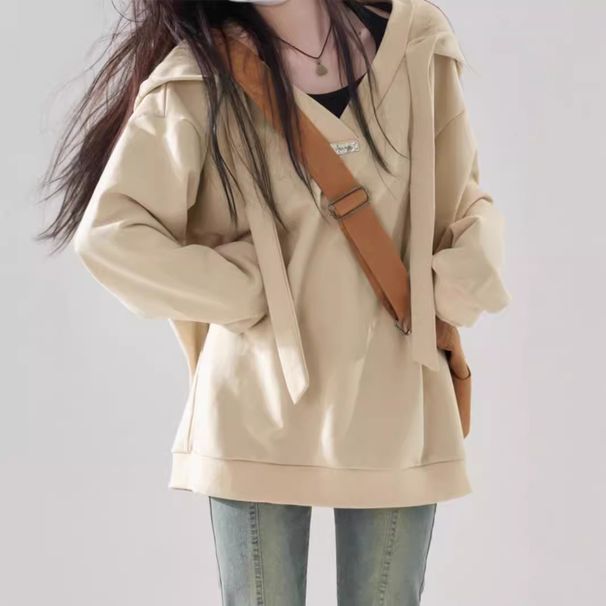American Hooded Sweatshirt For Women In Spring And Autumn 2024 New Item, Large Size, Loose, Casual, Lazy Style,_desvips.com