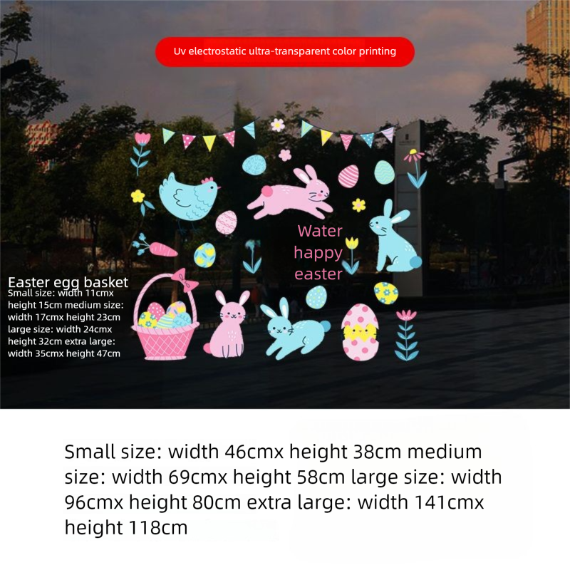 Easter Atmosphere Decoration Glass Door Electrostatic Egg And Rabbit Wall Stickers, Window Decals_desvips.com