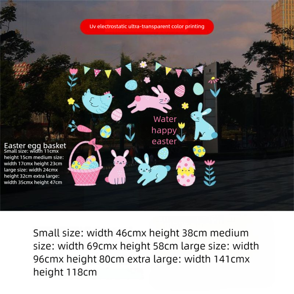 Easter Atmosphere Decoration Glass Door Electrostatic Egg And Rabbit Wall Stickers, Window Decals_desvips.com