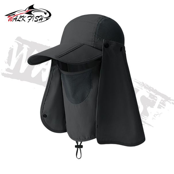 Fashion WALK FISH UPF50+ Summer Sunscreen Fisherman Hat Outdoor Sports Fishing Hiking Camping Breathable Anti-UV Foldable_desvips.com
