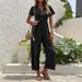 Women's casual commuting nine-point pants summer wide-leg jumpsuit women_desvips.com