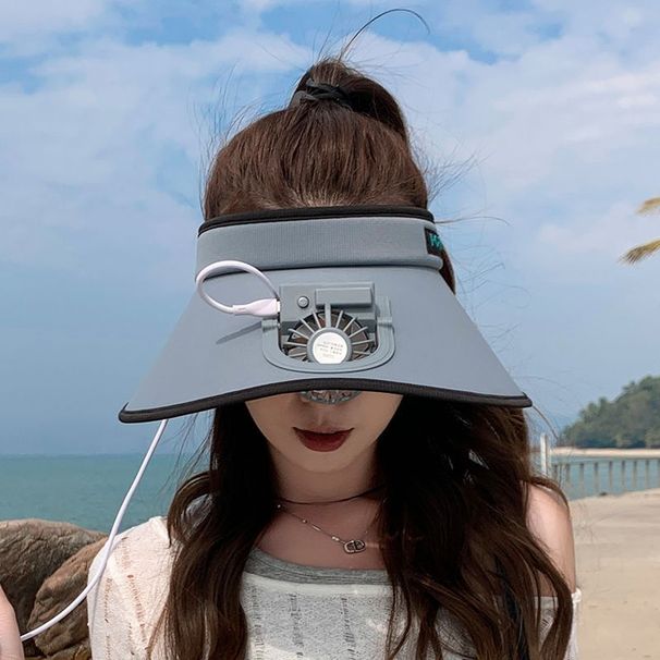 New Rechargeable Fan Summer Outdoor Large Brim Open Top UV Protection Sun Hat_desvips.com