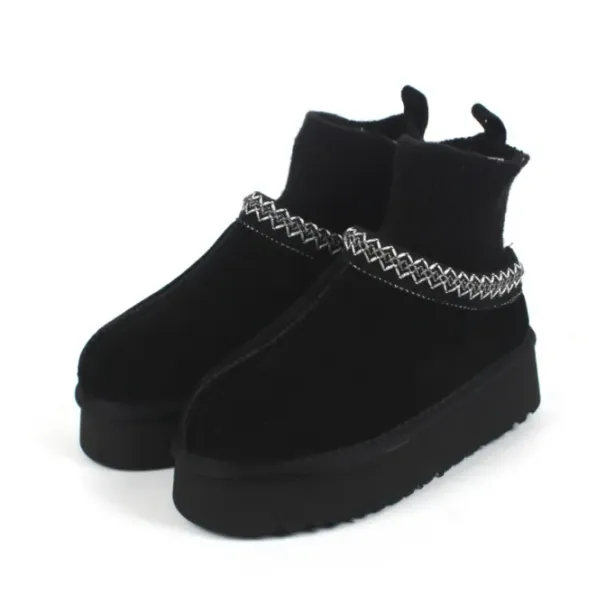 Fashion Platform Tazz Elastic Woven Fabric Slipper Boots New Womens Indoor Tasman Thicked Bottom Warm Cotton Shoes_desvips.com