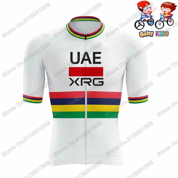2026 Kids UAE Team Jersey World-Champion Set Tadej Pogačar Boys Girls Cycling Clothing Children Road Bike Shirts Pants_desvips.com