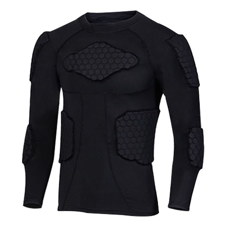 Honeycomb Impact Protection Long Sleeve Sports Armor - Breathable Football Basketball Goalkeeper & Snowboard Protective Gear For Adults (Black)_desvips.com