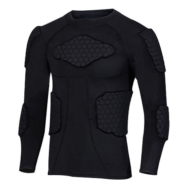Honeycomb Impact Protection Long Sleeve Sports Armor - Breathable Football Basketball Goalkeeper & Snowboard Protective Gear For Adults (Black)_desvips.com