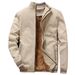 Autumn And Winter New Men's Fashion Aviator Fleece Thickened Warm Baseball Jacket Solid Color Zipper Arge Size Top_desvips.com