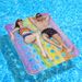 Rainbow Gradient Inflatable Double Lounger - Glitter Mesh & Padded Pillow (Eco-Friendly PVC 200cm Heavy-Duty For Pool & Beach)_desvips.com