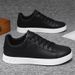Men' PU Leather Lace-up Skateboard Shoe, Trendy Comfortable Lightweight Non-lip Outdoor Shoe Walking Jogging_desvips.com