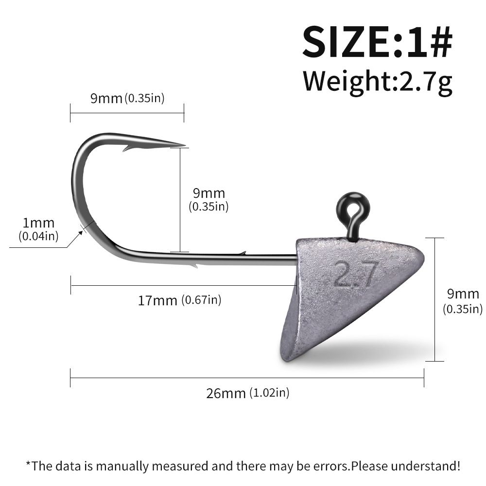 Triangular Lead Head Hook Boat Shaped Fish Hook Reinforced Root Hook Die Cast Lure T Tail Curly Tail White Striped Horse Mouth Green Bass_desvips.com