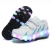 Childrens dual wheel luminous sports shoes heel LED light roller skating childrens boys and girls USB charging 240914_desvips.com